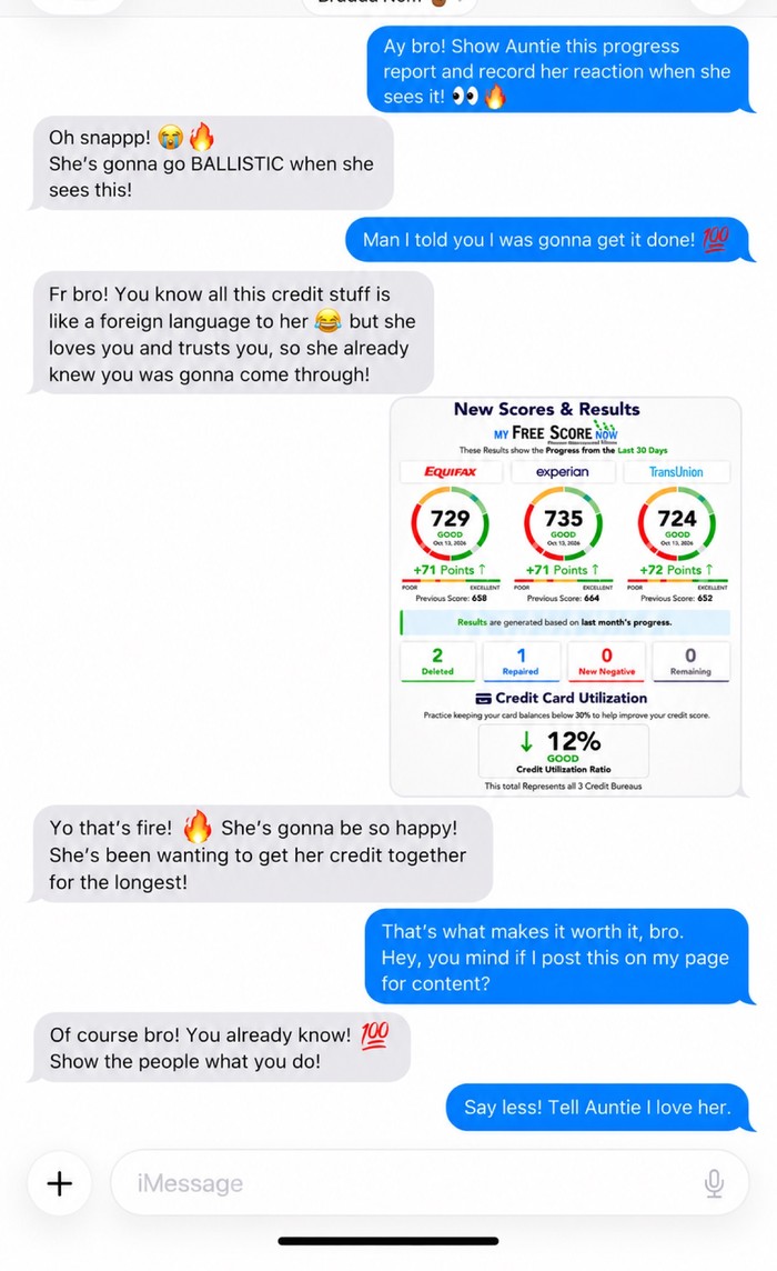 Client result screenshot: 729 / 735 / 724