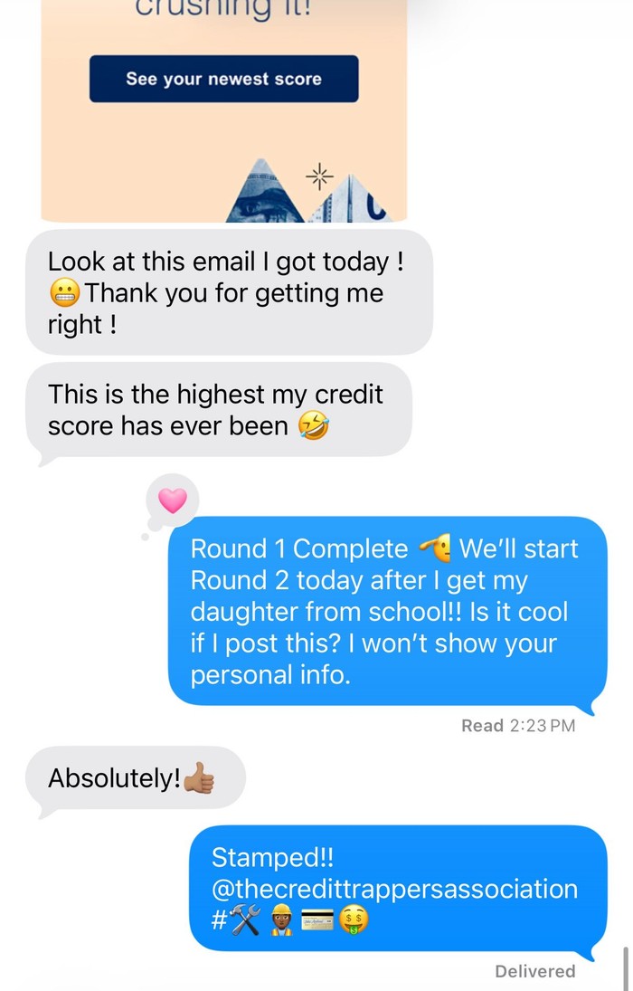 Client result screenshot: +210 point increase